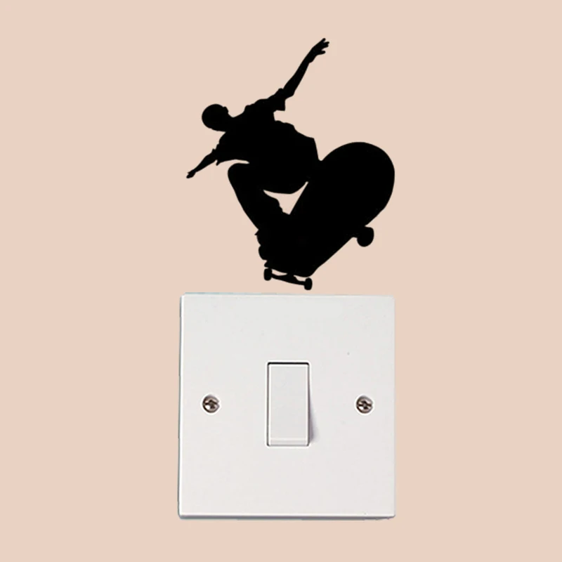 Скейт мальчик мода домашний декор настенные наклейки свет виниловая наклейка на