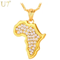 u7 africa map pendant necklace with chain 202extended men women jewelry hip hop bling rhinestone cz gold tone p369
