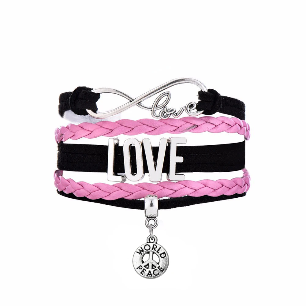 Skyrim Multi-layer Braided Bracelets LOVE Connect With WORLD PEACE Logo Charm Hot Sale Jewelry Best Gift | Украшения и аксессуары