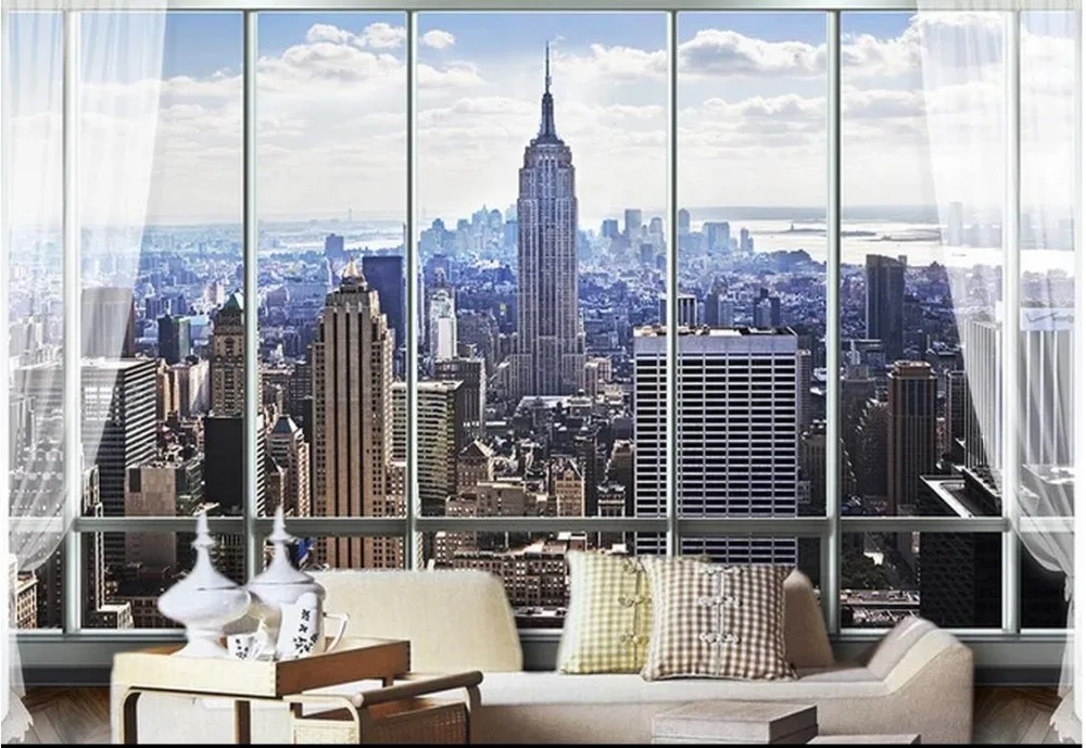 Custom 3d photo wall murals Wallpaper European 3D window high-rise building TV background paper living room decoration | Обустройство