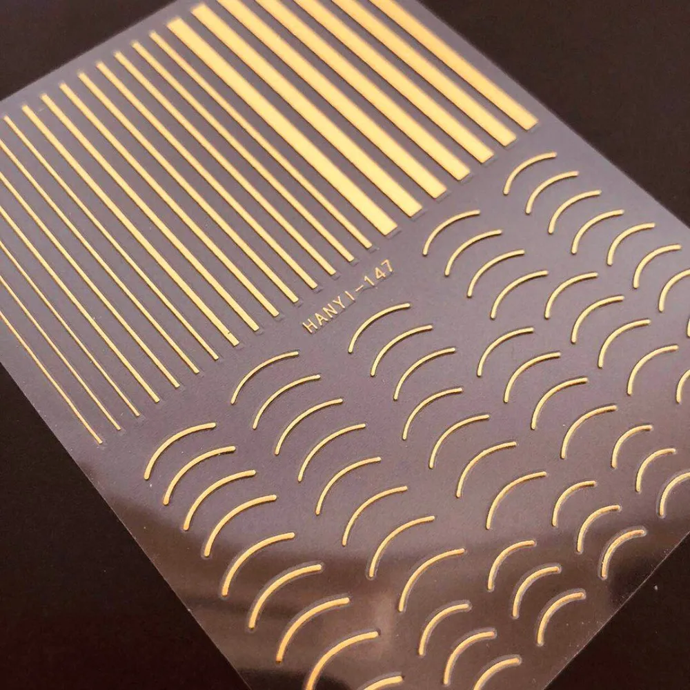 

HANYI series HANYI-147 gold line wave DESIGNS COOL 3d nail art stickers decal template diy nail tool decorations