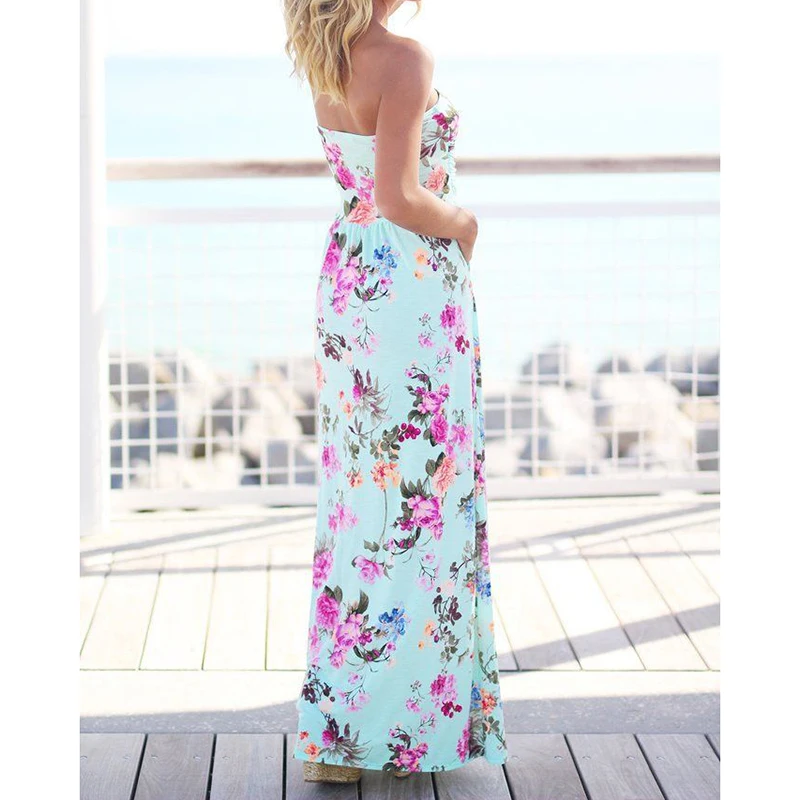 Платье женское длинное без бретелек пикантный винтажный пляжный сарафан в стиле