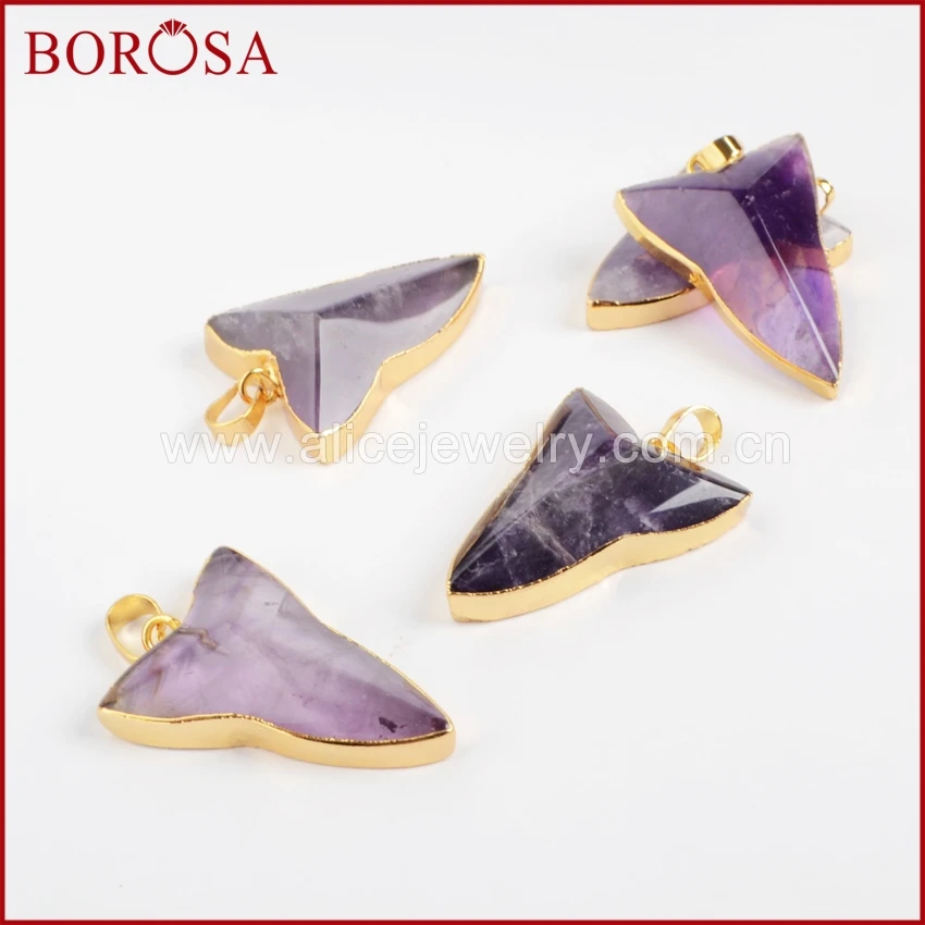 BOROSA 10 шт. золото Цвет натуральный стрелка фиолетовый кристалл кулон из бисера Drusy