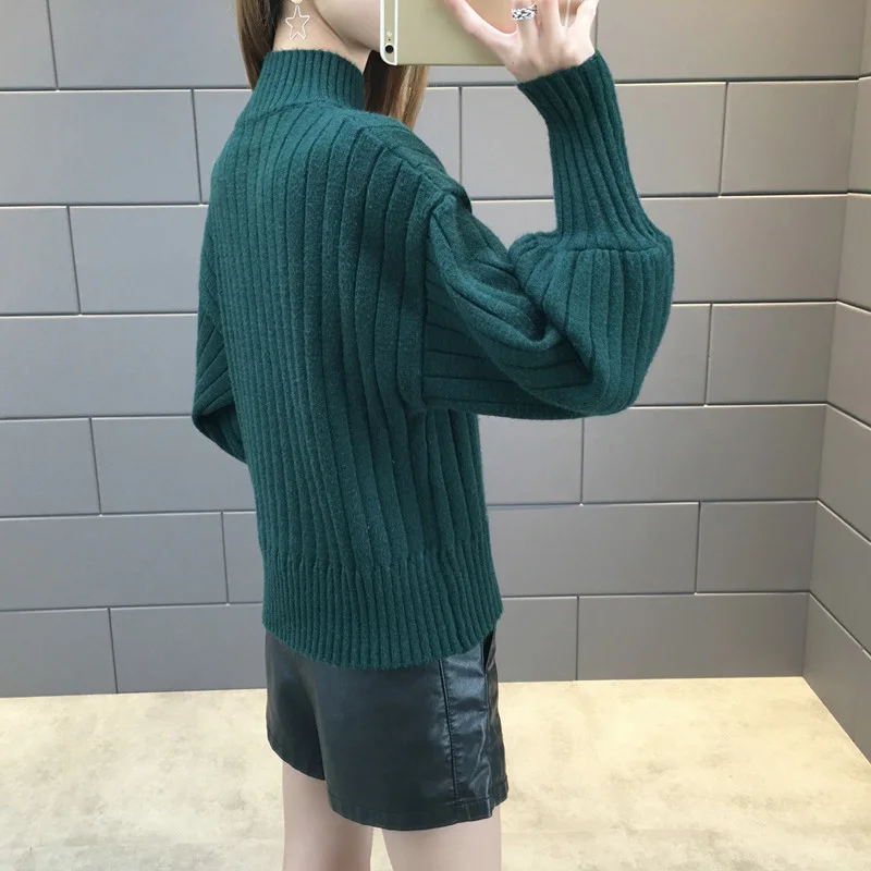 Lantern Sleeve Turtleneck Sweater Women Pullover Knitted Womens Sweaters Jumpers Ladies Female Winter Tops Truien Dames | Женская одежда