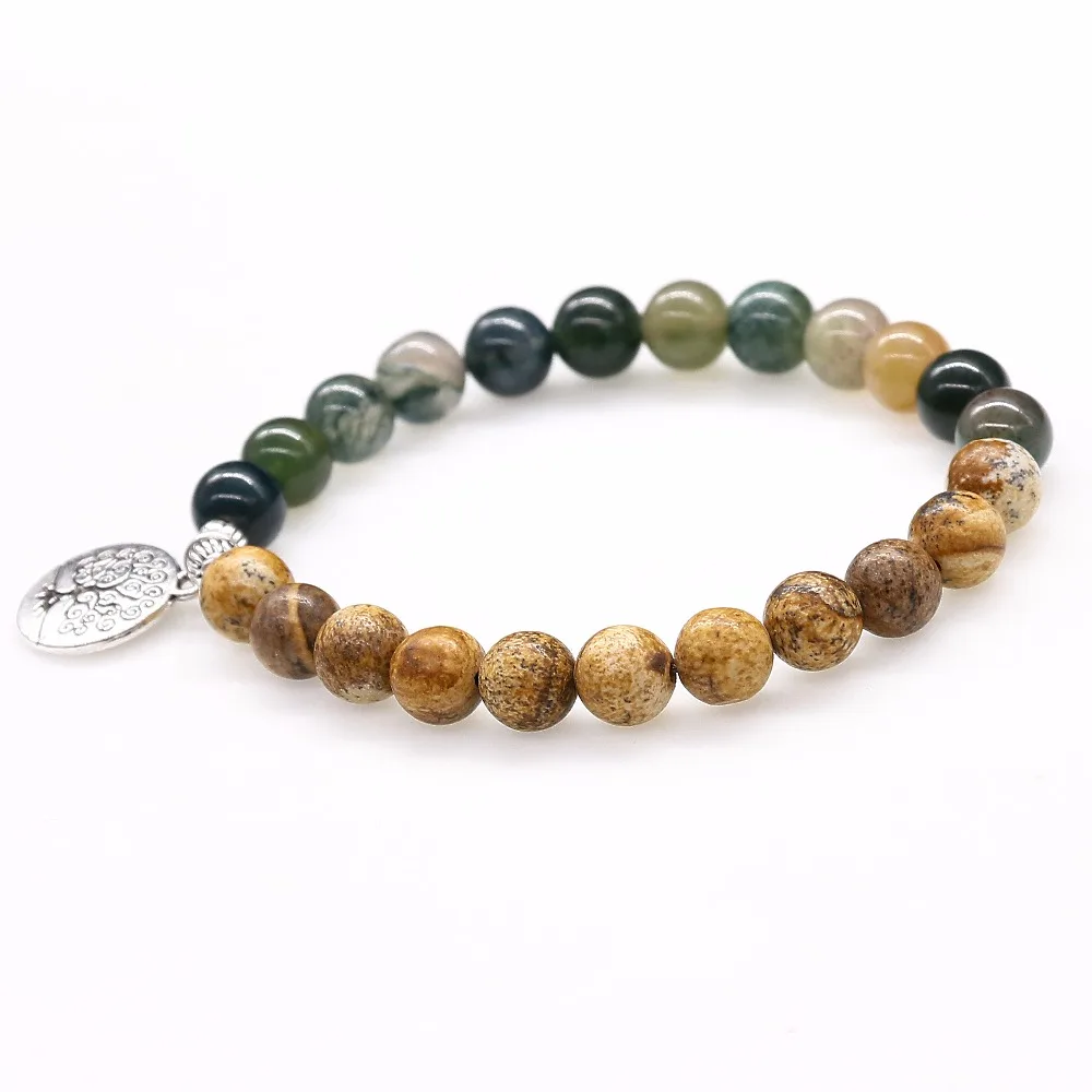 8 мм изображение камня с индийским ониксом реальное дерево подвеска каменные