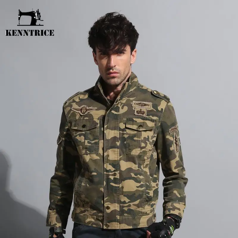 Kenntrice камуфляж куртка мужская хлопок военный мужской джинсовые куртки весна