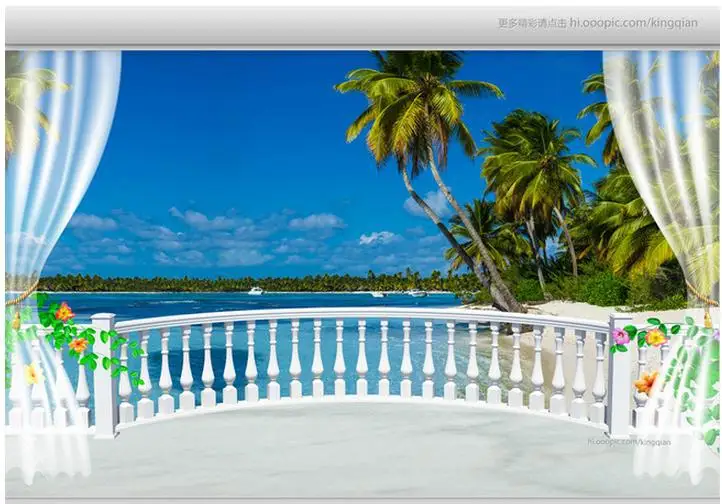 3d wallpaper custom G3 d TV setting wall balcony sea view | Обустройство дома