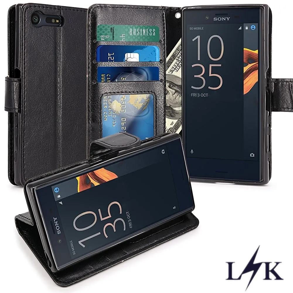 Для Xperia X Compact чехол LK Роскошный PU кожаный бумажник откидная крышка с карты слоты и