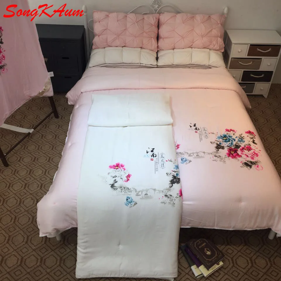 Одеяло из 100% натурального шелка тутового цвета зимнее/летнее одеяло