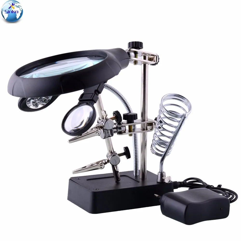 Сварочное увеличительное стекло 5 светодиодный с дополнительными зажимами 3 в 1