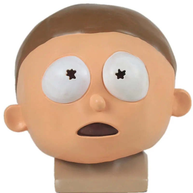 Morty Аниме Рик и Морти костюм маска для лица милый шлем латекс смешной полный лицо головы маски, реквизит Хэллоуин маска для мужчин и женщин взрослых - Цвет: Morty