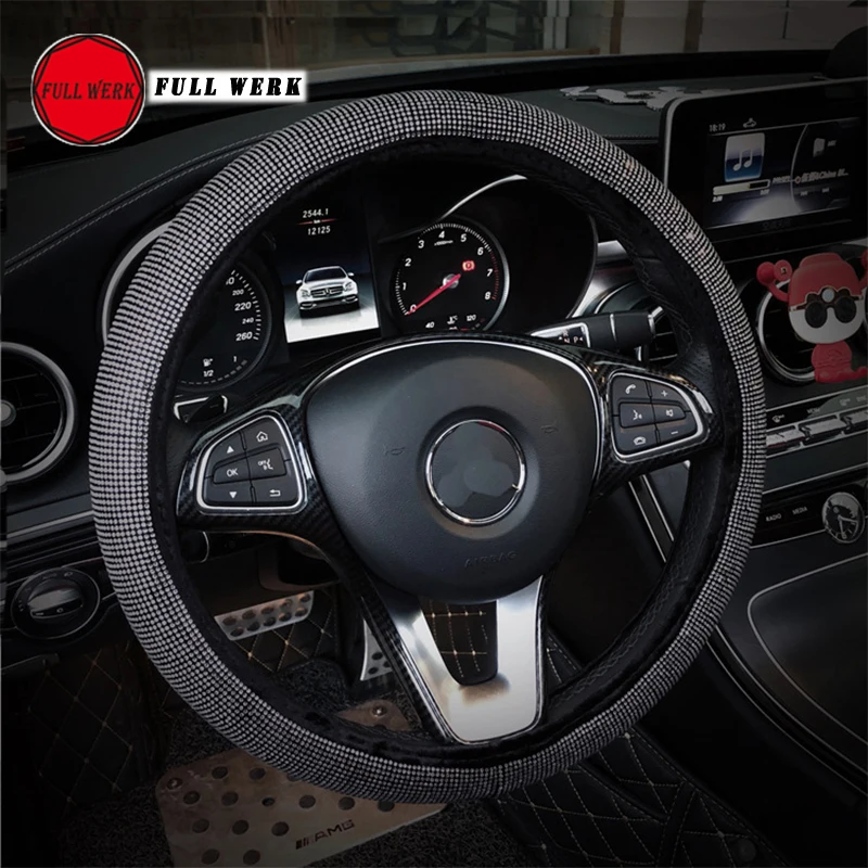 1pc 38cm Crystal Diamond Car Styling Steering Wheel Cover Protector for Women Girls Wrap Accessories | Автомобили и мотоциклы