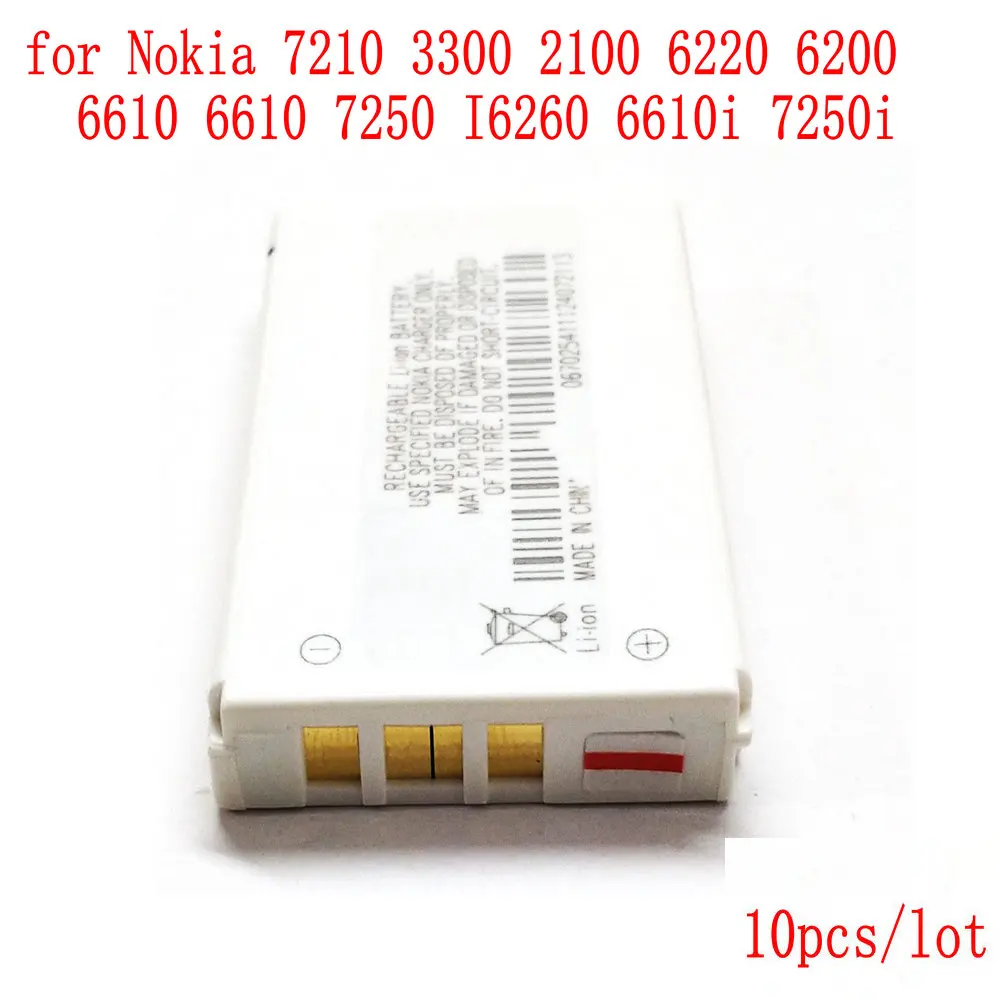 10 шт./партия аккумулятор для Nokia 7210 3300 2100 6220 6200 6610 I6260 6610i 7250i |