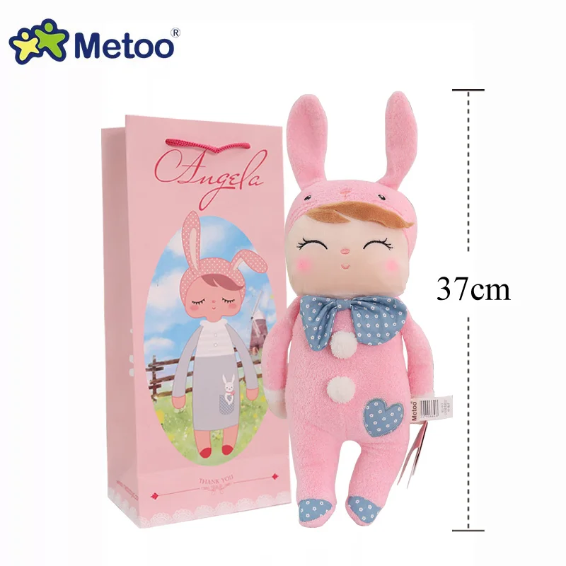 37cm pink with bag Metoo Анжела кукла в виде плюшевого кролика с бумага Подарочный мешок коробку мягкие животные игрушечные лошадки олень балетные костюмы куклы для сна Дети день рожден - Цвет: 37cm pink with bag