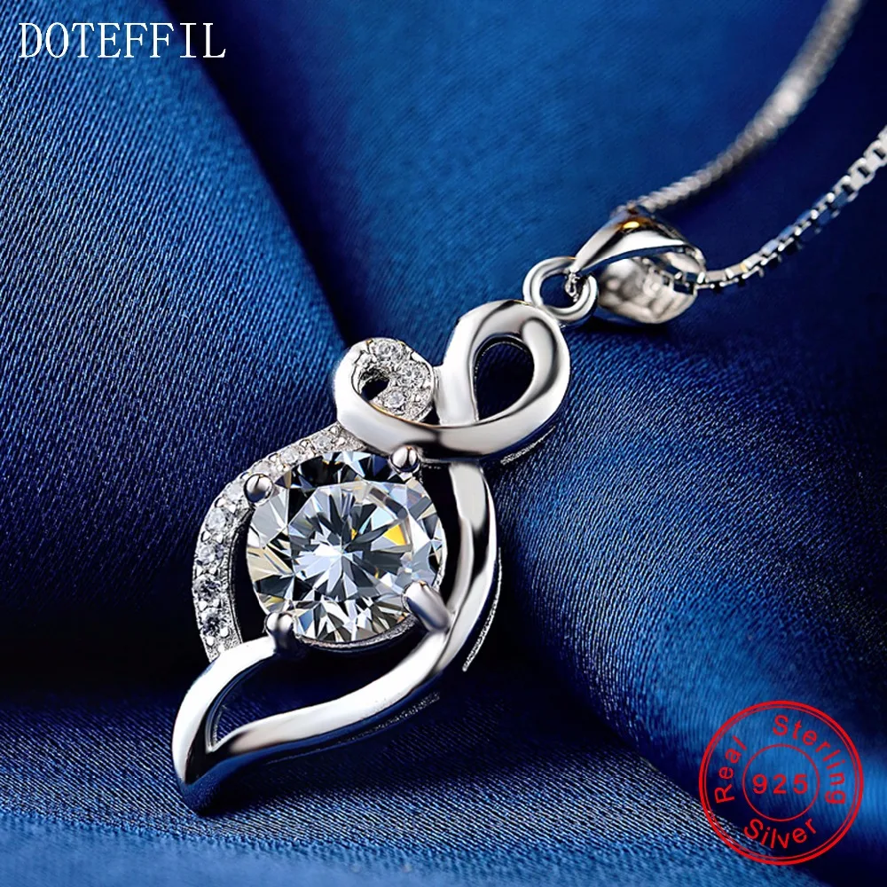 Женское классическое ожерелье с подвеской из стерлингового серебра 925 пробы