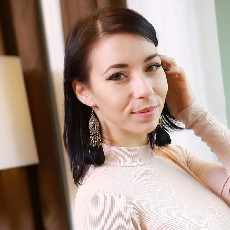 2019 богемные ручной работы деревянные бисерные сплав длинные кисточки перо
