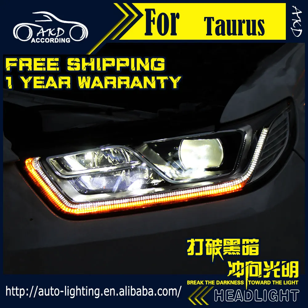 AKD автостайлинг фары для Ford Taurus 2015-2016 светодиодный ные DRL H7 D2H HID опция ангельский