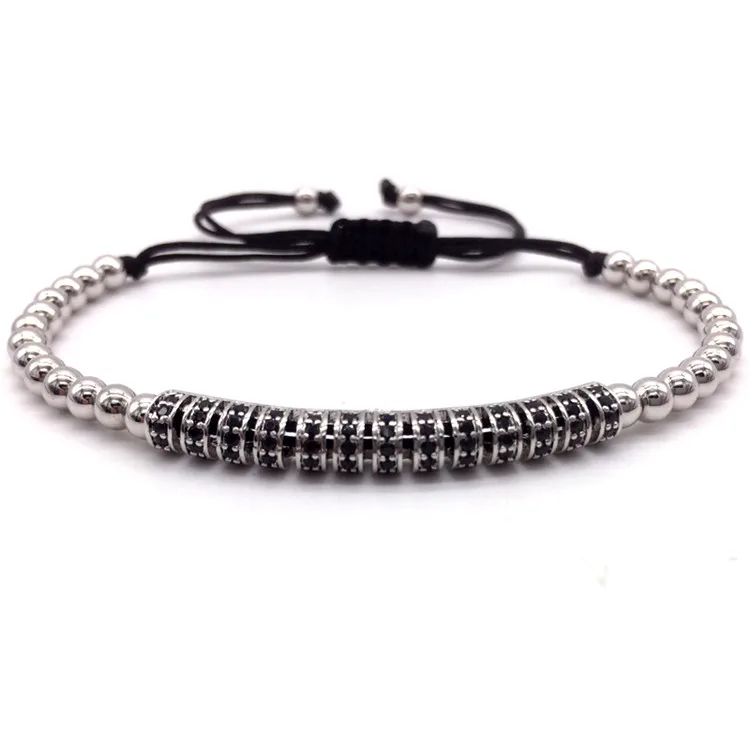 NAIQUBE 2017 Hot Brand New Trendy Braided Bracelets & Bangles CZ Long Tubes &4MM Copper Beads Macrame Jewelry For Men | Украшения и