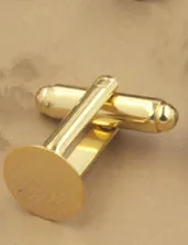 gold 10 шт./лот 6 мм круглые золотые запонки основа Посеребренная французская запонка заготовки-запонки для DIY кабошон, Ювелирная фурнитура - Цвет: gold