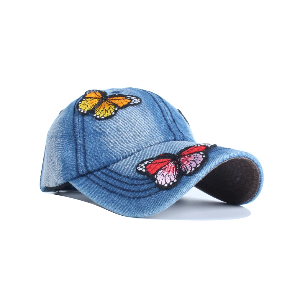 Новинка модные стикеры в виде бабочек шапки Sanpback для женщин облегающие потертые