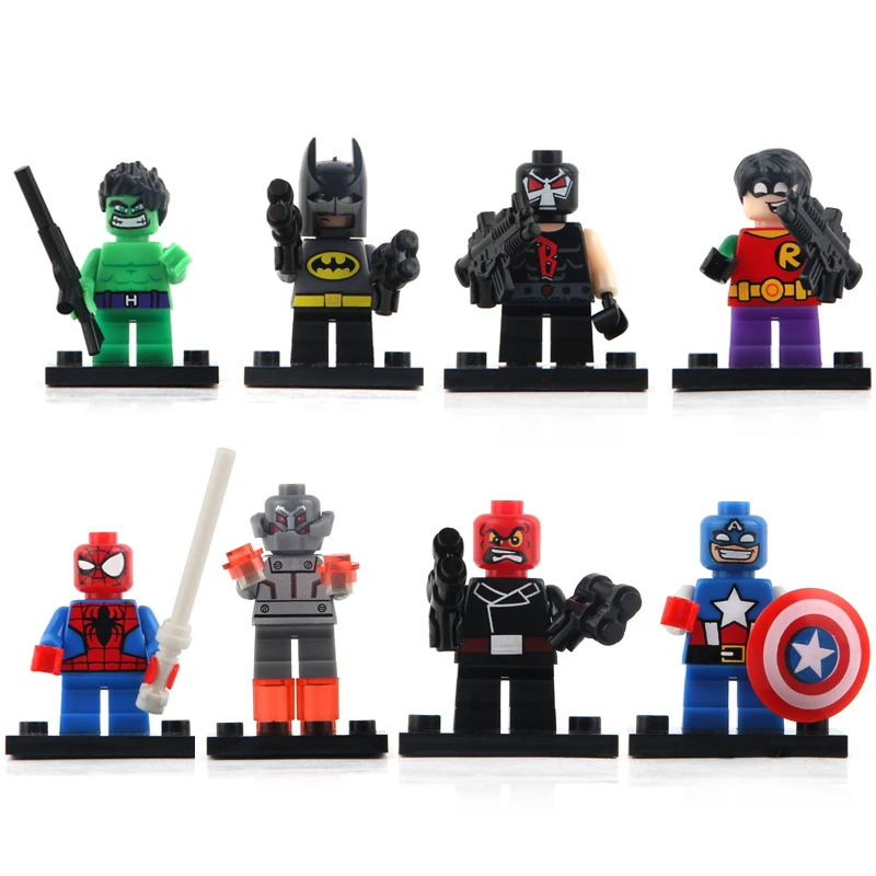 8 шт./лот Marvel Super Heroes Мстители Супермен Бэтмен Deadpool Строительные Блоки Модель