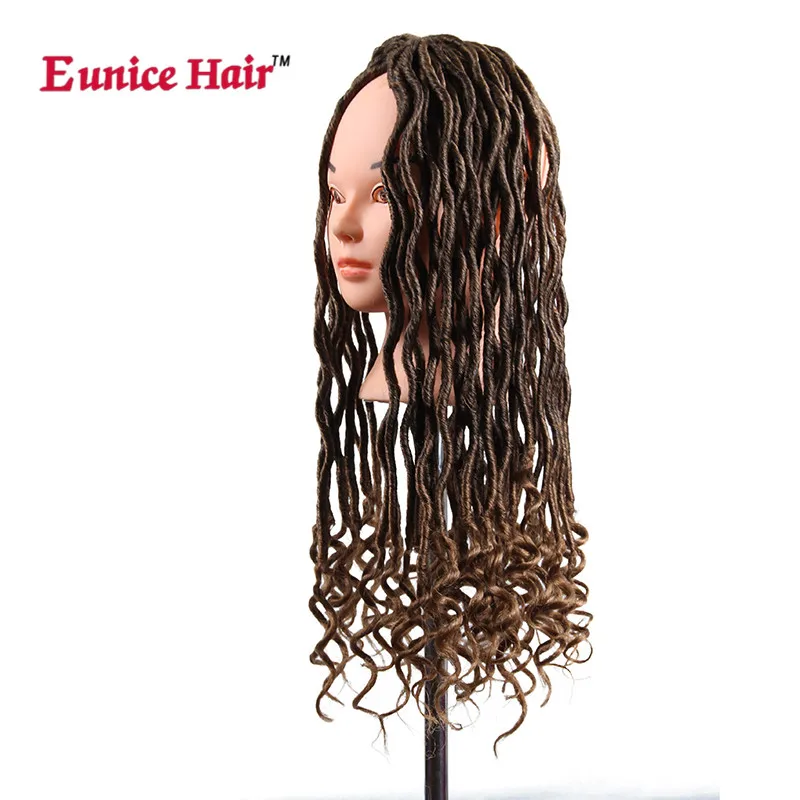 20 дюймов 22 корней/пакет Faux locs Curly конец бордового цвета на крючках косички волосы