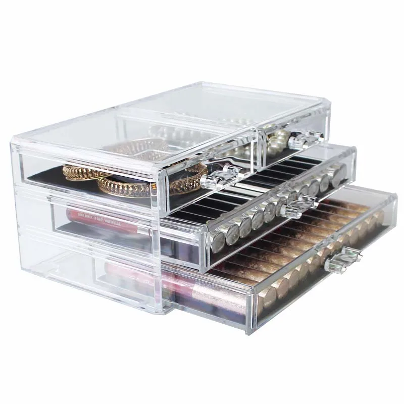 

Home Desktop Clear Large Plastic Storage Box Lipstick Holder Acrylic Cosmetic Drawer Make Up Makeup Organizer For Girl