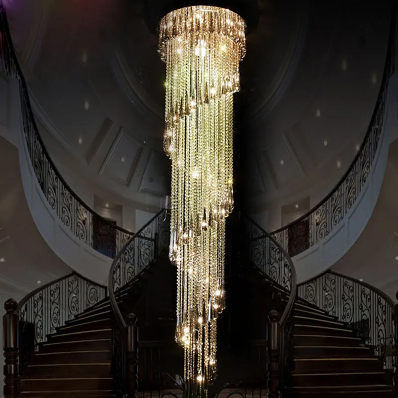 

Современный прозрачный СВЕТОДИОДНЫЙ K9 Хрустальная люстра, Длинная подвеска, вращающаяся вилла, лестницы, Подвесная лампа, лампа для столов...