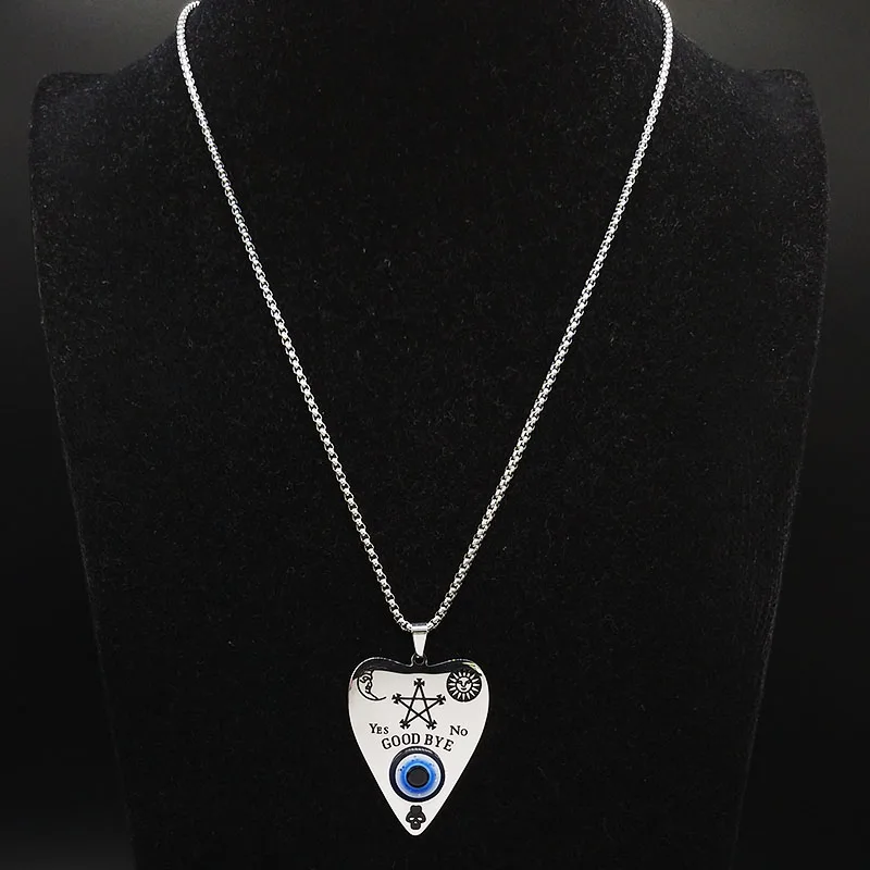 2021 Sun Moon Blue Eye Pentagram Wicca Stainless Steel Necklace Women Silver Color Jewelry collar acero inoxidable mujer N569S02 | Украшения