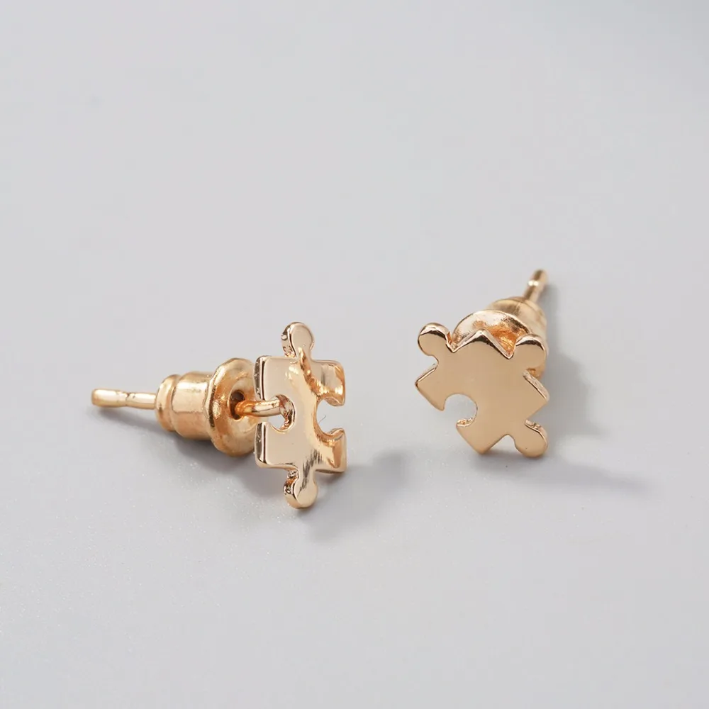 Серьги-пазлы Kinitial в виде игры ювелирные изделия Золотые европейские