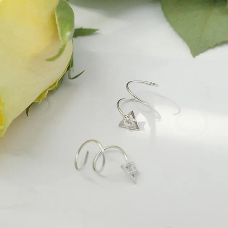 EM099 Fashion Personality Spring Spiral Double Layer Stud Earring Women Girl Silver Plated Jewelry Wholesale | Украшения и