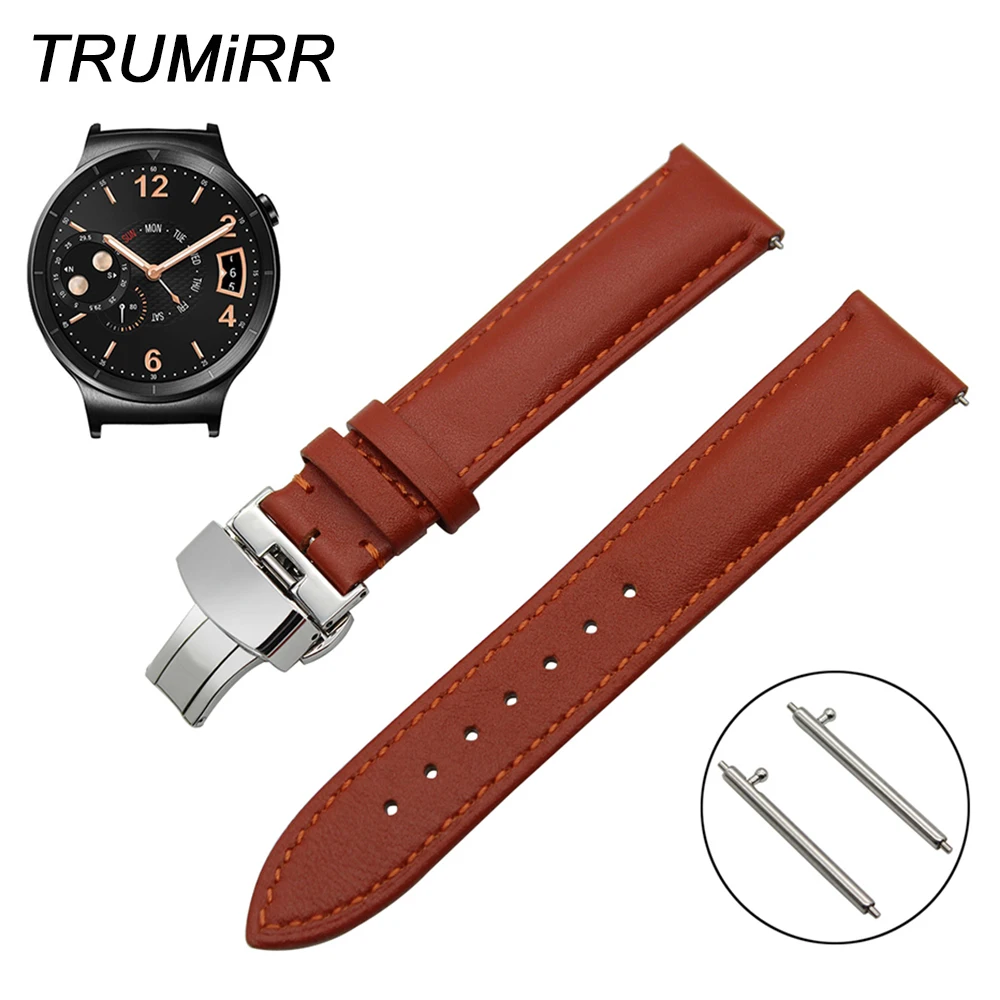 

18mm Quick Release Watchband for Huawei Watch / Fit Honor S1 1st Layer Genuine Leather Strap Butterfly Clasp Band Wrist Bracelet