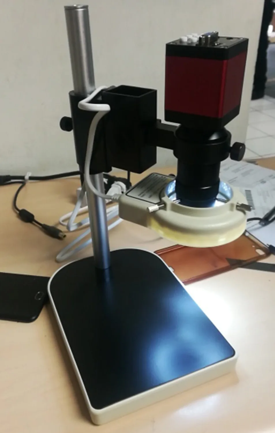 Microscope set HD 13MP HDMI VGA Industrial Camera+130X C mount lens+56 LED ring Light+stand holder for phone Repair | Инструменты