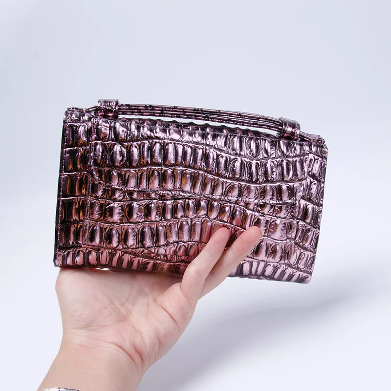 Женская сумка мессенджер из натуральной кожи с узором под крокодила|clutch bags for