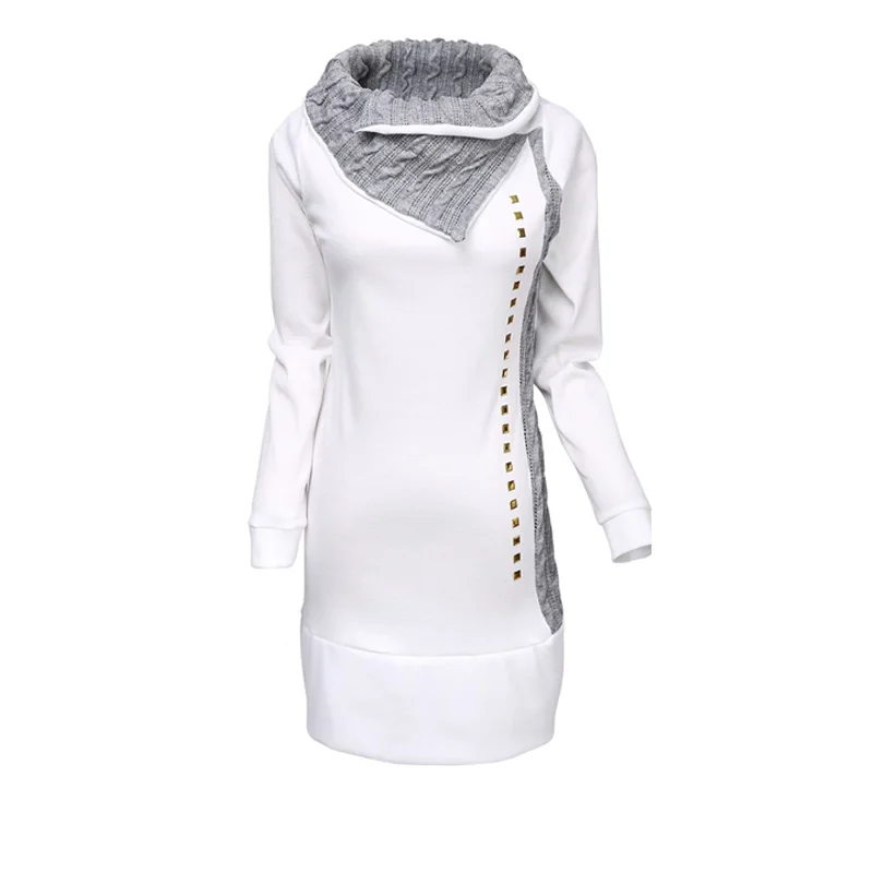 Женская рубашка с длинным рукавом отложным воротником и заклепками|hoodies women|long