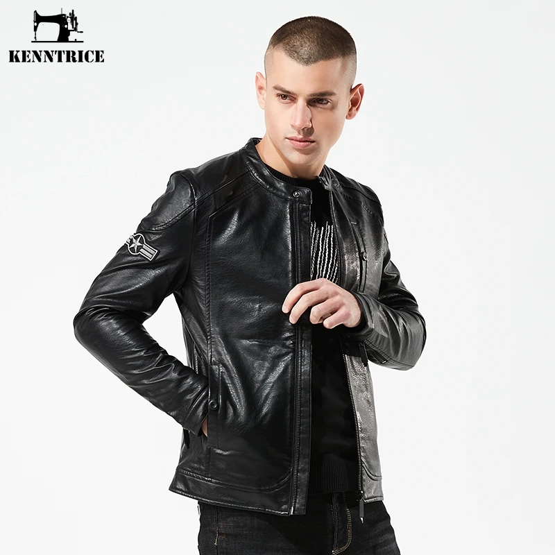 Мужская кожаная куртка Kenntrice Авиатор из искусственной овчины|pilot leather jacket|sheepskin