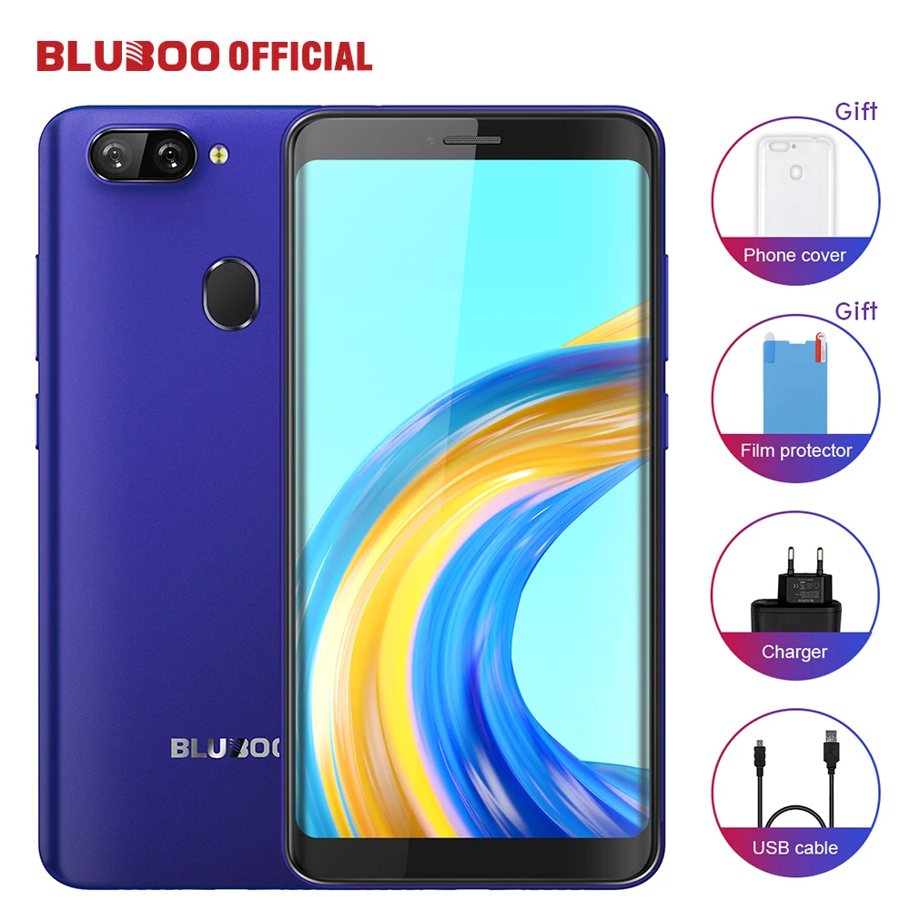 BLUBOO D6 Pro Android 8 1 смартфон 5 ''MTK6379V 2G RAM 16G ROM Face Unlock двойной задней камерами 4G FDD TDD LTE