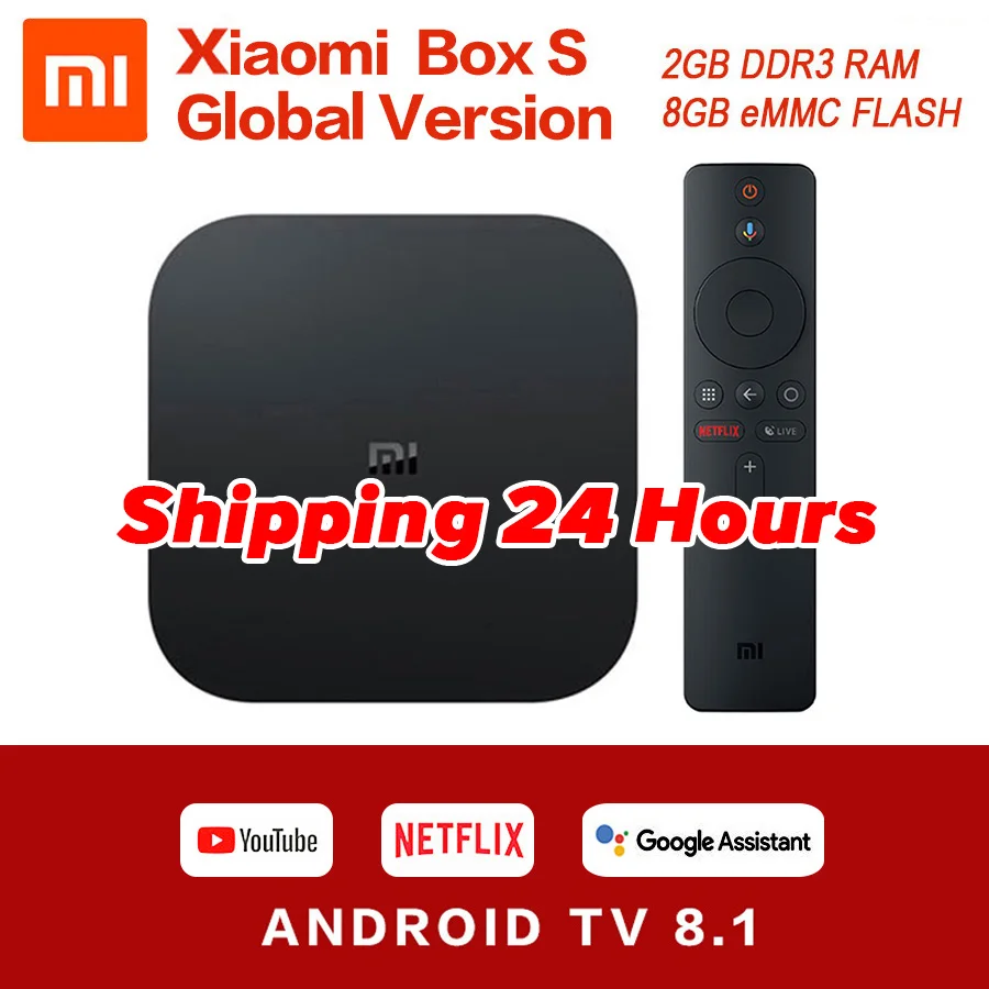 Глобальная оригинальная Xiaomi mi коробка S 4K HDR Android tv 8,1 mi Box 2G 8G wifi Google Cast Netflix телеприставка mi Box 4 медиаплеер