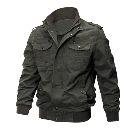 Army Green Коллекция весна-осень, мужские куртки в стиле милитари, верхняя одежда из хлопка, повседневная мужская однотонная куртка, Мужская брендовая одежда SA671 - Цвет: Army Green