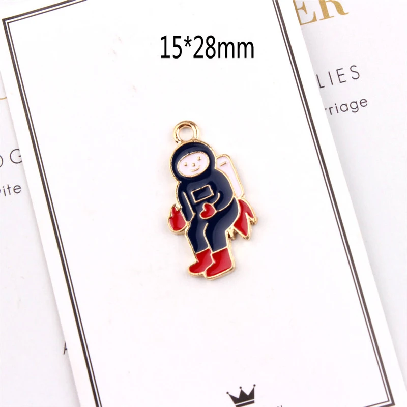 10 шт. космонавты и ракеты эмаль браслет Fit космонавт капли масла металлический