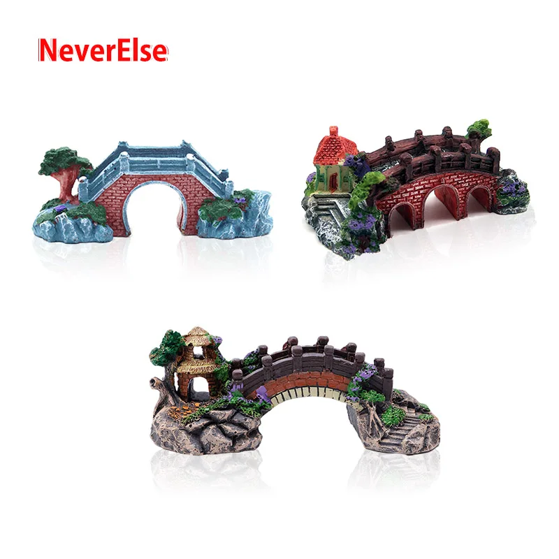 

12Kinds Aquarium Decorations Bridge Ornament Waterscape 3Holes/Pavilion Tree/White Jade/Drawbridge Fish Turtle Tank Accessories