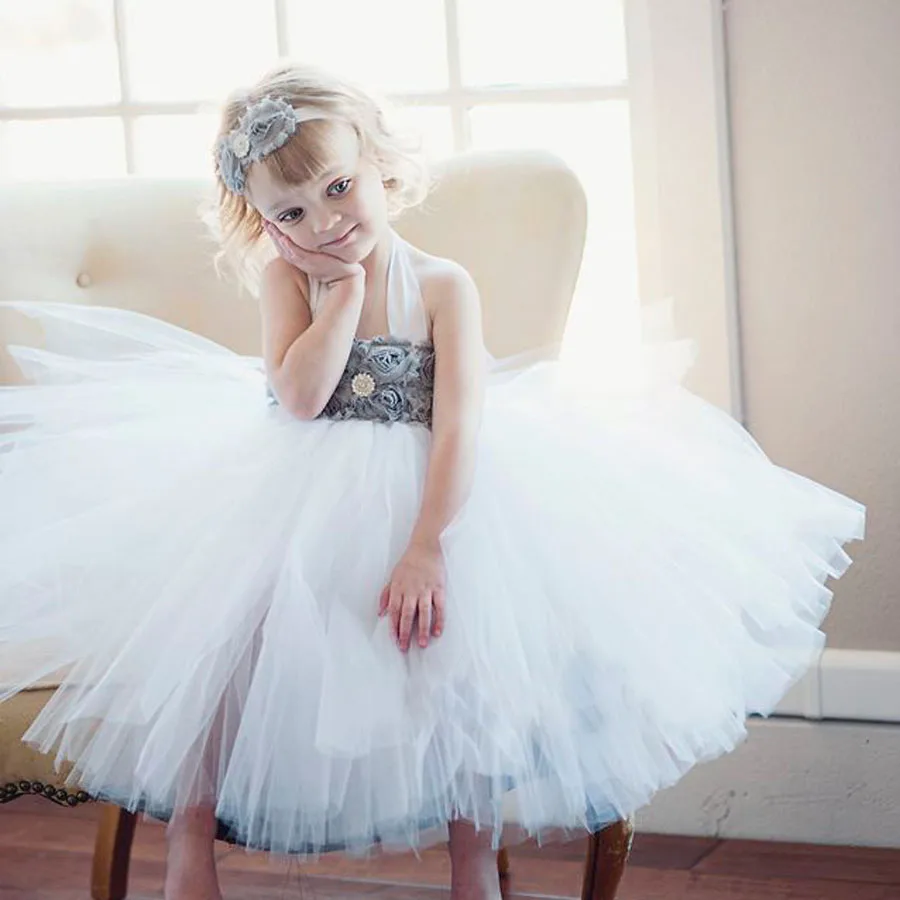 Детское платье-пачка с повязкой на голову цветами для свадьбы вечеринки дня