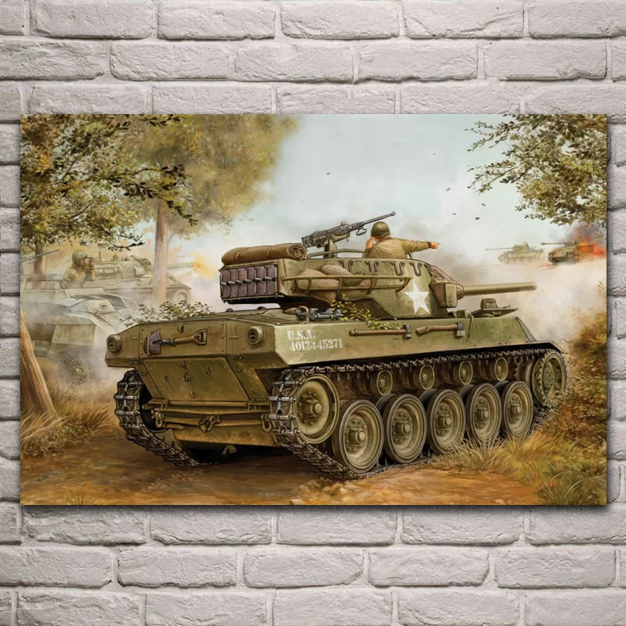 

M18 tank Hellket self propelled gun artillery tanks fabric posters on the wall picture home art living room decoration QX129