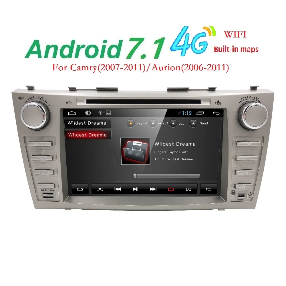 Hizpo 2 Din Автомагнитолы gps Android 7 1 dvd-плеер автомобиля для Toyota Camry 2007 2008 2009 2010 2011 Aurion 2006