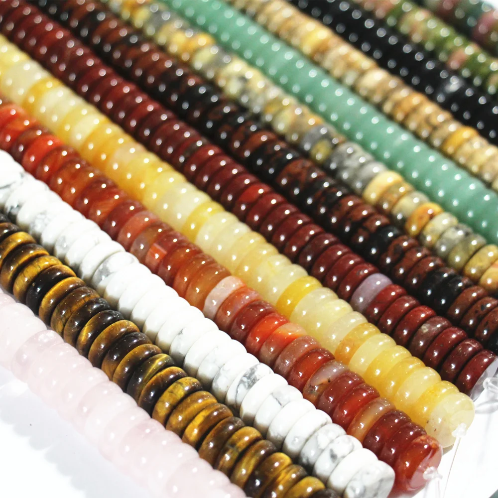 Лидер продаж 2018 модные плоские круглые бусины из натурального камня для