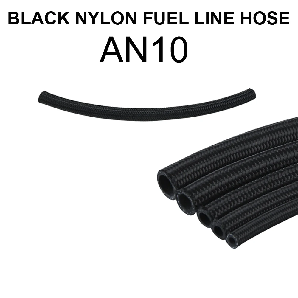 AN10Black Nylon Hose AN4 AN6 AN8 AN10 AN12 Плетеный Топливный Шланг из нержавеющей стали, масляный, бензиновый тормозной шланг, шланг для гонок, мотоциклов, тефлоновый шланг, 0,3 метров - Цвет: AN10Black Nylon Hose