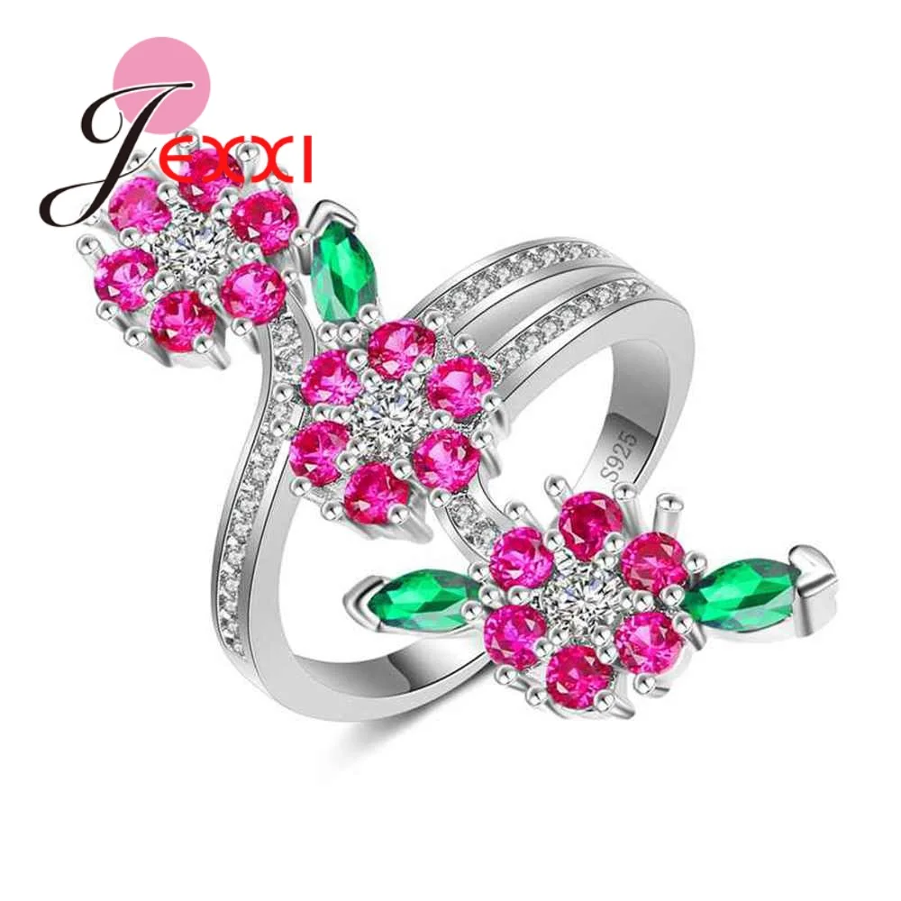 Женское кольцо в вечерние цветка из серебра 925 пробы|ring rose|rose red ringring ring |
