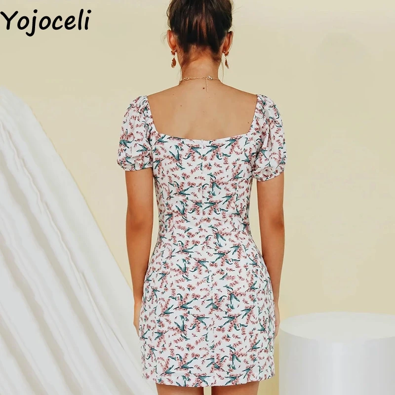 Yojoceli сексуальное платье с открытыми плечами и Принтом Короткое облегающее