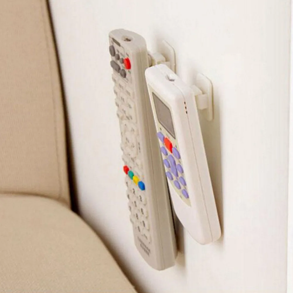 

TV Air Conditioner Key Wall Storage Holder Plastic Sticky Hook Set Remote Control Robe Hooks Bathroom Hardware 1Package(4Pcs)