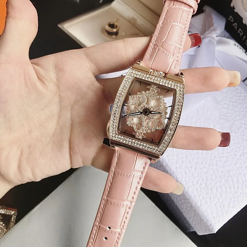 Luxury Women Watches Silver Quartz Dress Rotation Watch Czech Diamond Barrel Casual Ladies Watch montre femme relojes Wristwatch